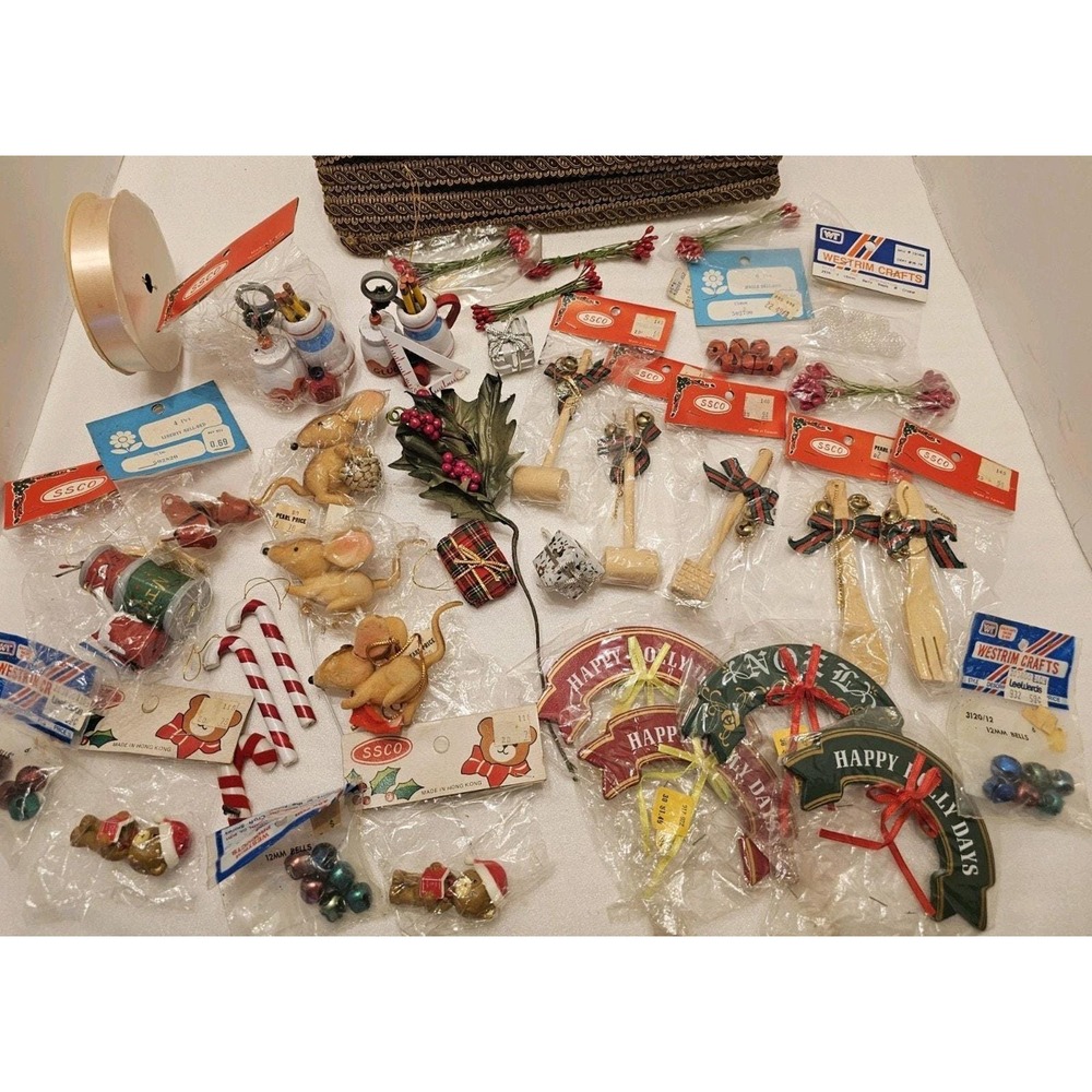 Vintage 50pc Lot Vintage Christmas Ornament Crafting Arrangement Floral